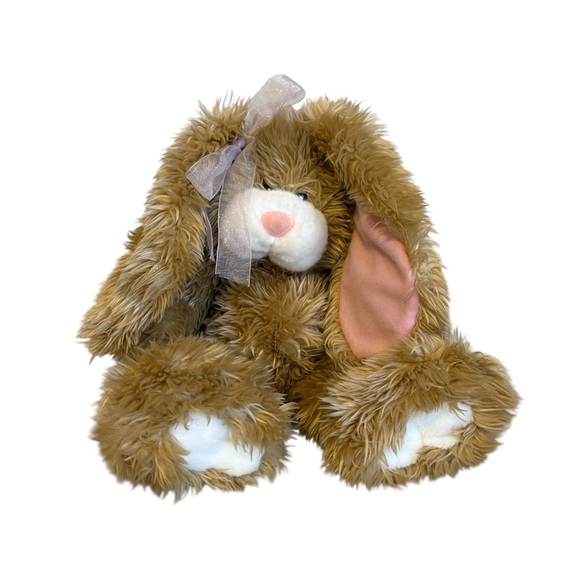 T.L. Toys Other - Vintage T. L. Toys Plush Bunny Rabbit Floppy Lavender Bow Accent Brown 15”